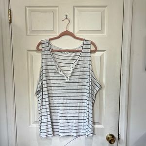 Maurice’s 24/7 White and Black Striped Eyelet Hook Tank Top Size 4X